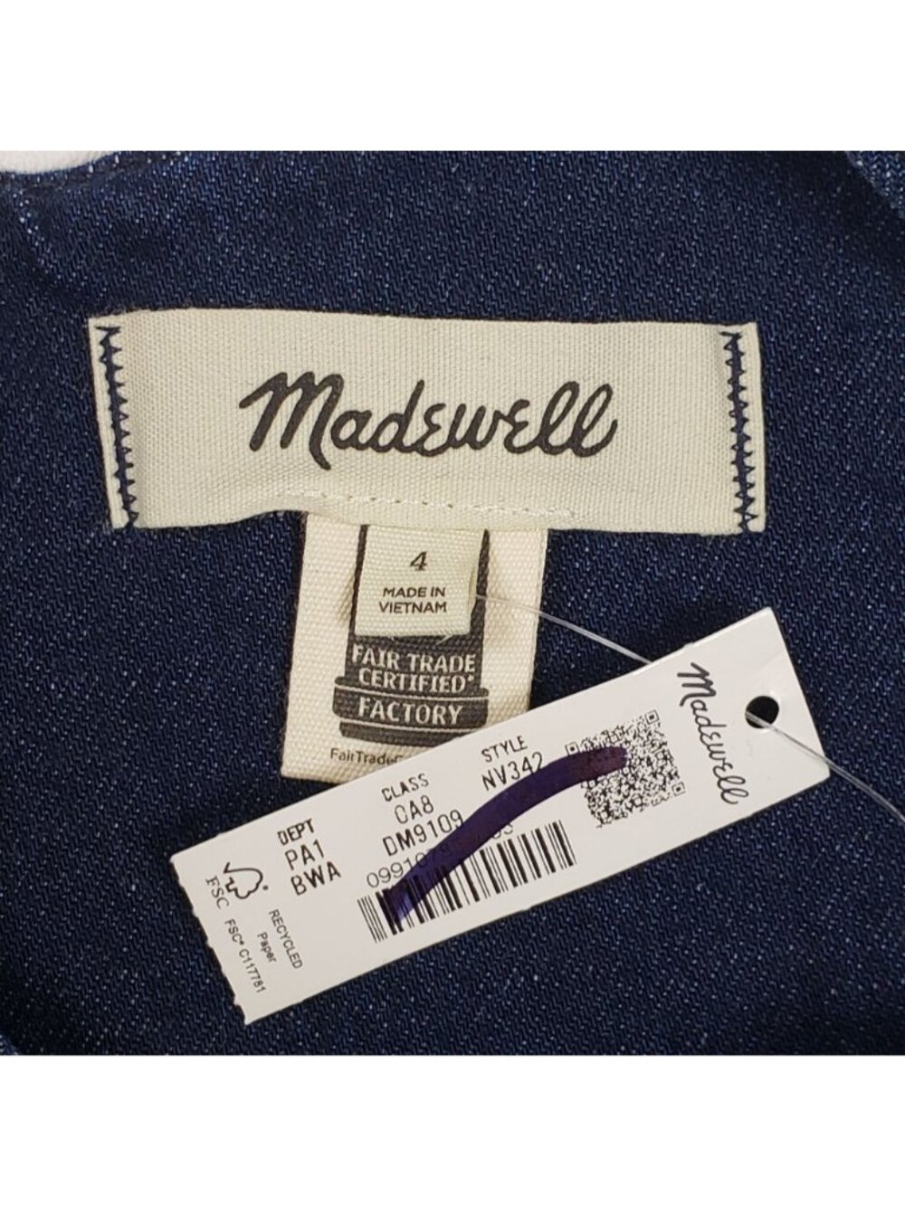 Madewell Denim Squareneck Romper Women’s Size 4 Briant Wash Dark Blue NWT - Picture 4 of 16